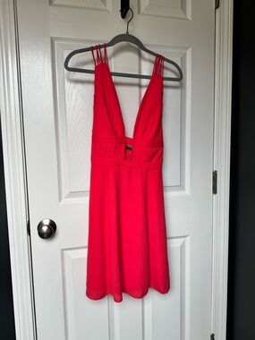 Fame and Partners Red Backless V-Neck Cocktail Dress